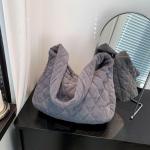Schoudertas voor dames, handtas, corduroy tassen, grote shopper, tote bag, schoudertas, casual crossbody tas voor school, kantoor, werk, reizen, uitstapjes, winkelen, 01-Grijs, Lar