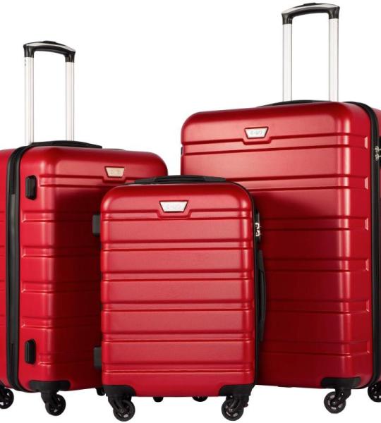 COOLIFE Harde koffer trolley rolkoffer reiskoffer ardschaal Boardcase handbagage met TSA-slot en 4 wielen, spinel rood, Premium koffer