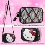 Hello Kitty Schoudertas met afneembare riem, binnenvak en ritssluiting, cadeaus voor meisjes, zwart
