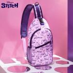 Stitch Crossbody Sling Bag voor meisjes, verstelbare riem met rits compartimenten Stitch Gifts, Lila Aop, One Size