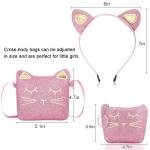Weewooday 3 stuks kattenschoudertas, portemonnee, hoofdband voor meisjes, schattige handtassen voor meisjes, katten, handtas met mini-muntzakje en kattenhoofdband