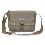 30624 Vintage Canvas Messenger Bag Heren Schoudertas, legergroen, 28 cm
