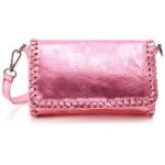 Dames handtas van metallic leer, roze, roze