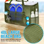 Grote strandtas van mesh voor dames, draagbaar, XXL familie, strandtas voor dames, opvouwbaar en herbruikbaar, grote nettas voor het strand, voor zand, zwemmen, reizen, winkelen, G