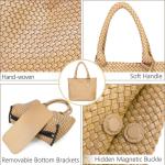 Tote Bag handtas voor dames, met polstassen, gevlochten tas, modieuze schoudertas, shopper, schoudertas voor school, werk, reizen, winkelen, hazel, Aprikose-2