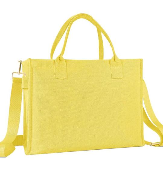 Canvas Dote Bag, grote schoudertas, shoppertas, crossbody tas, reistas, handtas, alles met brede riem, geel, Large