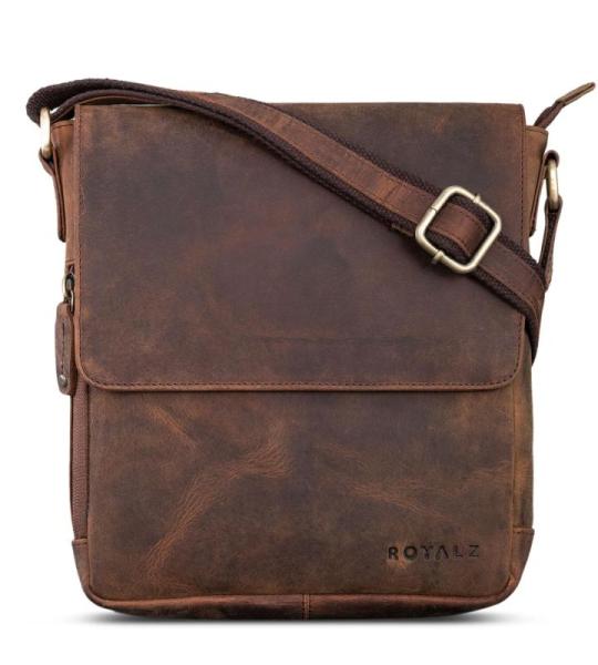 Cleveland Vintage leren schoudertas voor heren, klein, stijlvol, vintage, van echt leer, Nevada Bruin, Small, vintage