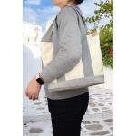 Middelgrote handtas voor dames, canvas, tas, schoudertas, shopper voor boeken, dagelijks gebruik, werk, grijswit, M(33cmx30cmx16cm)