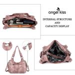 Angelkiss grote portemonnees en handtassen voor vrouwen gewassen kunstleer crossbody hobo tas schouder handtas draagtas, G-paars, X-Large