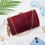 Dames clutch avondtas franjes elegante kettingtas tas clutch tas, bruiloft bruiloft galafeest handtas crossbody schoudertas kleine schoudertas, bordeauxrood (wine red)