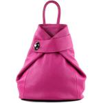 - T179 - ital: dames rugzak tas van leer, roze, Medium