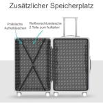 Voyagoux Koffer handbagage - harde koffer groot, TSA-slot, ABS, 4 x 360° wielen, robuust en lichtgewicht, zilver