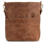 Vintage schoudertas Sofia, schoudertas van leer met 2 riemen, handtas voor dames, camel
