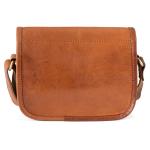 Vintage schoudertas Lisbon, kleine schoudertas van leer voor dames, bruin