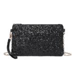 Dames fashion pailletten tas mini clutch kleine dames kettingtas schoudertas voor bruiloften, dates en verschillende gelegenheden, zwart