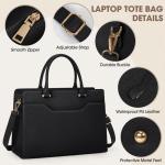 Shopper Grote laptophandtas voor dames, 15,6 inch, PU-leer, werktas, lerarentas, waterdicht, laptoptas met portemonnee voor business, kantoor, school, zwart, Satchel