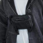 WHOS BAG Kunstlederen kleine schoudertas met veel vakken, design by Dominik theWHO, tactische rugzak voor heren, klein, borsttas, sling crossbody bag dames, leer, zwart