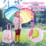 DREAMADE 2-delige kinderkoffer & rugzak, kinderkofferset, kindertrolley, handbagage, reisbagage, harde koffer voor kinderen, Roze uil, kinderkoffer set