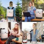 Werkrugzak, lerarentas voor dames, 15,6 inch werktas met USB-oplaadpoort en laptopvak, anti-diefstal, rugzakhandtassen, beige zwart
