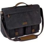 VASCHY Schoudertassen voor dames en heren, vintage, waterafstotend, gewaxt canvas, voor 14, 15,6, 17 inch, laptop, aktetas, schoudertas, laptoptas met gevoerde schouderriem
