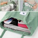 Grote schoudertas voor dames, corduroy schoudertas, strandtas, crossbody tas, shopper, tote bag, boodschappentas, handtas, shopper voor werk, winkelen, school, lichtgroen, 33.02 cm