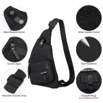 Borsttas Sling Bag voor Mannen Vrouwen, Reizen Crossbody Rugzak Mens Schoudertas Waterdichte Persoonlijke Pocket Tas Slanke Lichtgewicht Gym Fietstas, Zwart