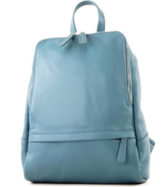 Modamoda.de T138 Italiaanse damesrugzak van leer, babyblauw, Medium