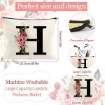 Initialen boodschappentas, katoenen tas met letters, canvas, tote bag, draagtas en make-uptas, cadeau voor vrouwen, vriendin, bruidsmeisje, moeder, voor verjaardag, bruiloft (H)