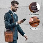 BAIGIO Schoudertassen heren kleine herentas lederen schoudertas leren tas voor mannen werk reizen dagelijks leven, bruin, vintage
