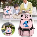 Stitch Premium rugzak voor middelbare scholieren, schoolrugzak, reistas voor jongens en meisjes, met netvak aan de zijkant en voorvak met ritssluiting, meerkleurig, 47 cm (hoogte),