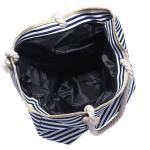 Grote waterafstotende strandtas met rits 58 x 38 x 18 cm gestreept donkerblauw wit shopper schoudertas