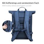 Rugzak Rolltop 2.0 Lite van Ocean Impact plastic, waterdichte laptoprugzak met uitneembare 15 inch laptoptas, 26 liter vulvolume, rolrugzak, ocean blue, Eén maat, Minimalistisch