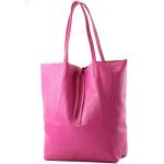 Modamoda T163 Shopper, tas, van leer, groot, met binnenvak, roze (B), Large