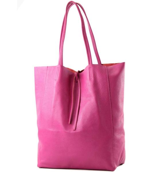 Modamoda T163 Shopper, tas, van leer, groot, met binnenvak, roze (B), Large