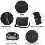 Canvas Messenger Bag 15 inch Heren/Vrouwen Schoudertas met Meerdere Zakken voor School Reizen Outdoor Vissen Camping Werk Dagelijks Gebruik, Zwart