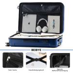 BEIBYE Koffer met harde schaal, trolley, rolkoffer, reiskoffer, veiligheid, cijferslot, dubbele wielen, ABS-materiaal, handbagage, 4 wielen, M-L-XL-set, blauw