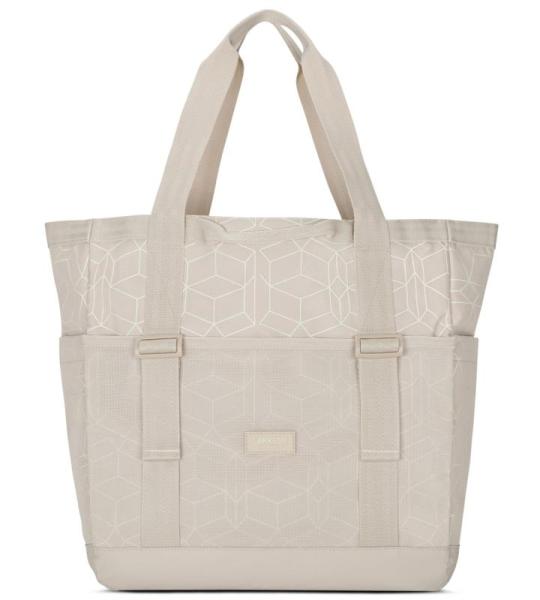 Smilla Strandtas met ritssluiting voor dames en heren, gezinsvakantie, sport, zwemmen, boodschappentas van gerecycled PET, waterafstotend, Zand Patroon, Eén maat