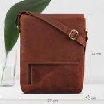 Kansas Schoudertas voor heren, vintage, leren tas, 13-14 inch, laptoptas, echt leer, middelgroot, DIN A4, messenger bag voor mannen, Roma Cognac bruin, Large