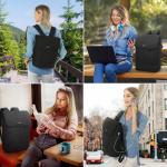 Kleine rugzak voor dames, 14 inch laptoprugzak met USB-oplaadpoort en laptopvak, kleine waterdichte dagrugzak, elegant, mini voor reizen, kantoor, dagelijks gebruik, school (zwart)