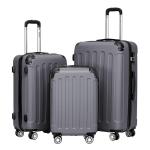 BEIBYE Koffer met harde schaal, trolley, rolkoffer, reiskoffer, veiligheid, cijferslot, dubbele wielen, ABS-materiaal, handbagage, 4 wielen, M-L-XL-set, dark grey