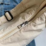 LEEINTO 2024 Schoudertas Gewatteerde Nylon Onderarm Tas Voor Meisjes Vrouwen Effen Oksel Tas Grote Capaciteit Handtas, zwart