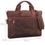 Seattle Moderne leren tas voor heren, van echt leer, groot, ideaal als zakelijke aktetas, platte laptoptas voor 14-15,6 inch voor op reis, met trolleyhouder, Ohio Bruin, Large