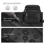 Elegant Klein Heren Leren schoudertas Ipad Messenger Business-tas Crossbody-tas Sling-reistas Handtas Kindle-tablethoes voor vluchtreizen Zwart