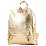 Modamoda.de T138 Italiaanse damesrugzak van leer, Lichtgoud metallic, Medium