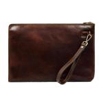 Groot Leren Herenhandtas Clutch tas Heren Polstas Handgemaakt Italiaanse Volnerfleer, Bruin