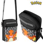 Schoudertas Cross-Body Bag voor Kinderen - Verstelbare Riem Kids Pikachu Kleine Reistas - Gamer Gifts, Zwarte Charmander, Eén maat