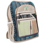 Kleurrijke Ethno Hennep rugzak - beige/rood, heren/dames, 35x24x15 cm, opvallende stoffen tas, beige/turquoise, Eén maat