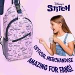Stitch Crossbody Sling Bag voor meisjes, verstelbare riem met rits compartimenten Stitch Gifts, Lila Aop, One Size