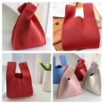 Vrouwen Handvat Tassen Polsbandjes Effen Kleur Gift Bag Cross-Body Gebreide Mouw Knoop Tas Kleine Leuke Draagbare Portemonnee Opvouwbare Tote, Solid-rood