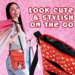 Meisjeshandtas, schoudertas voor meisjes, officiële Minnie Mouse-accessoires, cadeau voor kinderen, meisjes, tas met meerdere zakken, Rood